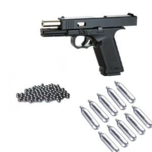 PISTOLA GLOCK 17 KWC BLOWBACK + 10 CO2 + 500 BALINES DE METAL